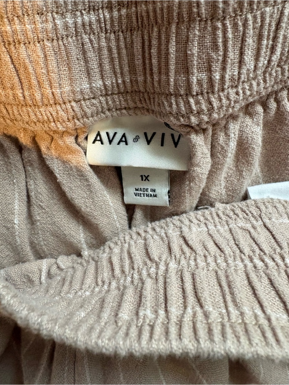 Ava & Viv Tan Pinstripe Elastic-Waist Pull on Pants - Picture 4 of 4